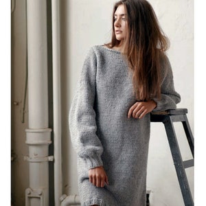 PDF Knitting Pattern Instant Download-Easy Knit ladies Sweater Dress in Chunky wool- 28-42" chest- chest 32-38" Stocking Stitch