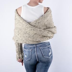 Knitting Pattern, Scarf with Sleeves, Sweater Scarf, Sleeve Scarf, Sweater Wrap, Shrug Shawl, Knit Scarf with Arms Pattern, Chunky Knit Wrap