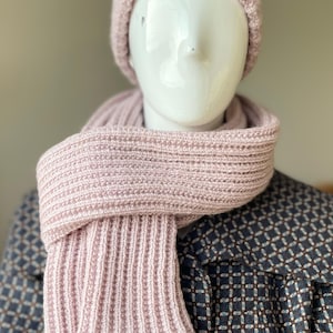Winter Beanie and Scarf Set –Soft, Warm, Unique Knited Hat and Shoulder Wrap - Pink or Beige Knit Beanie with Scarf - Valentines day gift