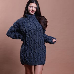 M Size Ready Turtleneck wool sweater, Grey chunky jumper, Knit pullover, Thick winter top,Wool Sweater, 35_5